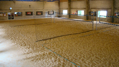 outdoor grass volleyball court